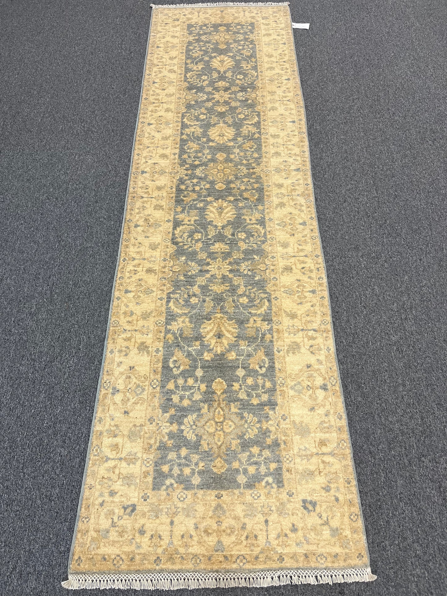 Gray Oushak Runner 3'X10' Handmade Wool Rug # 14280