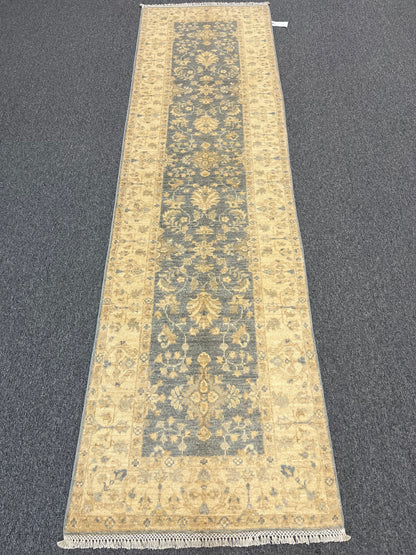 Gray Oushak Runner 3'X10' Handmade Wool Rug # 14280