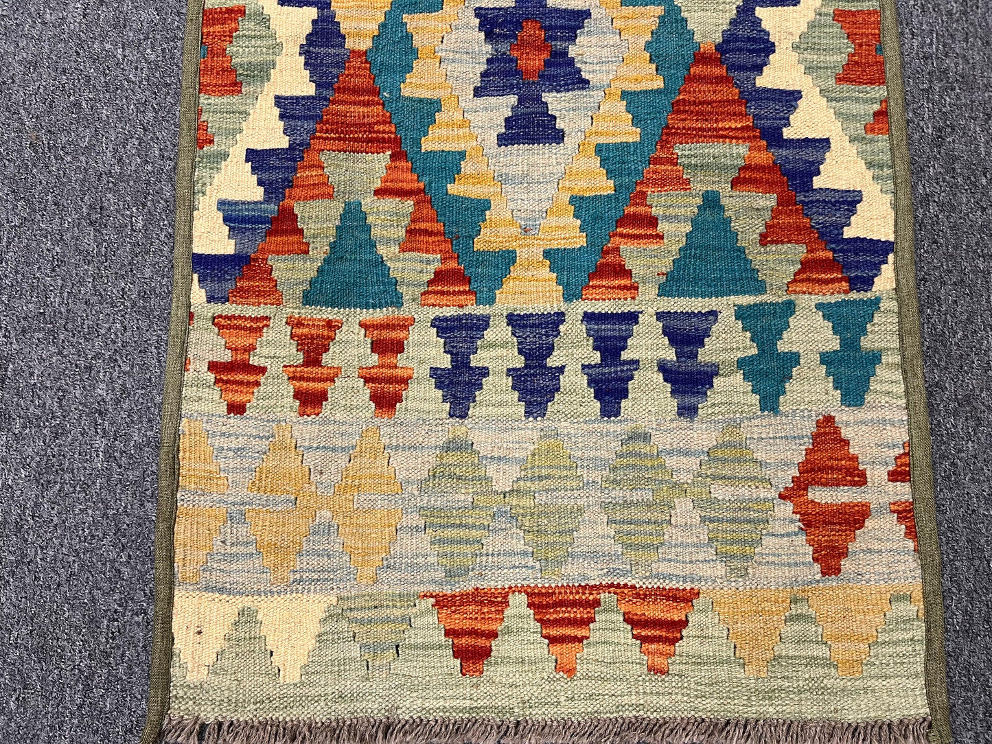 Kilim 2' 5" X 10' Flat Weave Reversible Multicolor Wool Rug # 13419