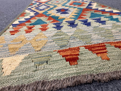 Kilim 2' 5" X 10' Flat Weave Reversible Multicolor Wool Rug # 13419