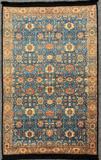 Light Blue Machine Washable Area Rug