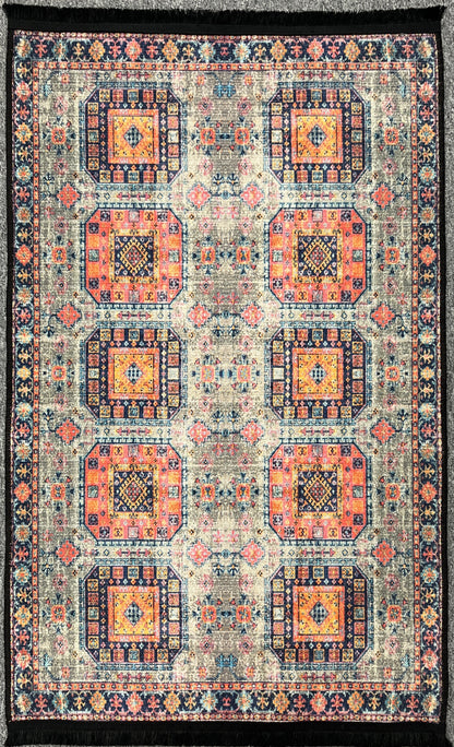 3X4 Geometric Machine Washable Area Rug