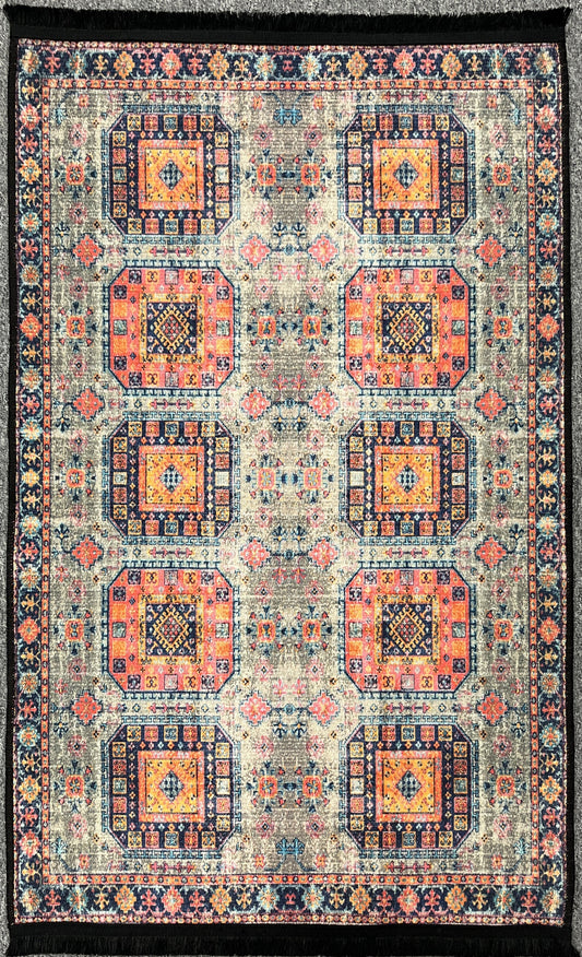 3X4 Geometric Machine Washable Area Rug