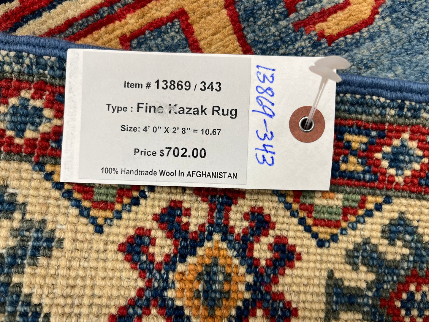 3' X 4' Kazak Handmade Wool Rug # 13869
