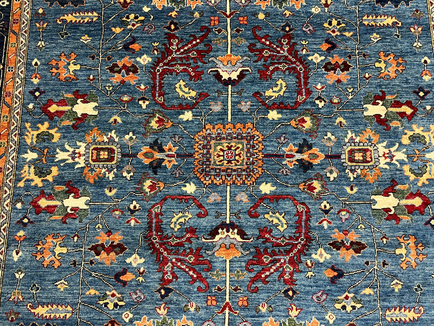 8X10 Afghan Bijer Gray/Light Blue Handmade Wool Rug # 14607