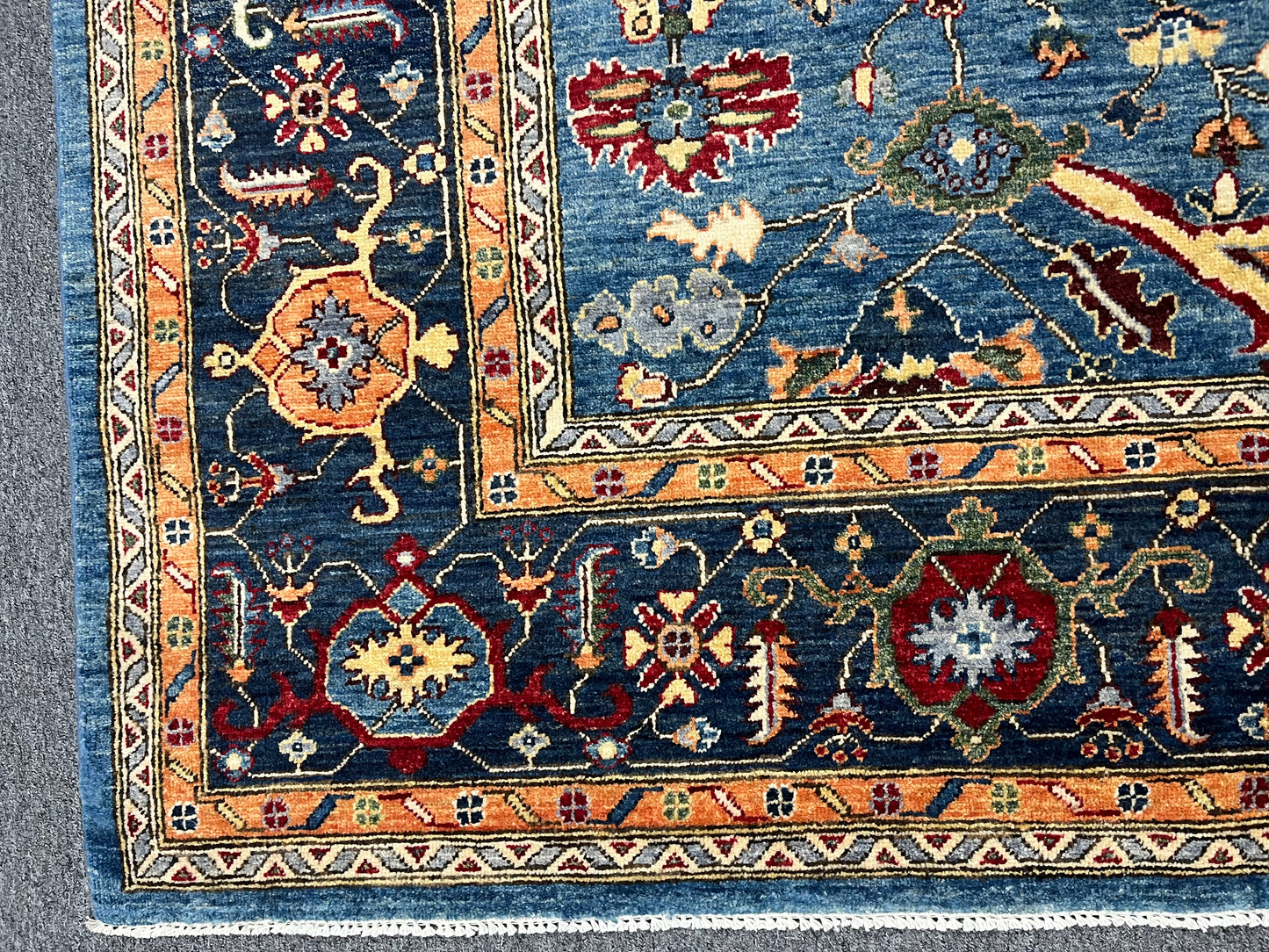 8X10 Afghan Bijer Gray/Light Blue Handmade Wool Rug # 14607