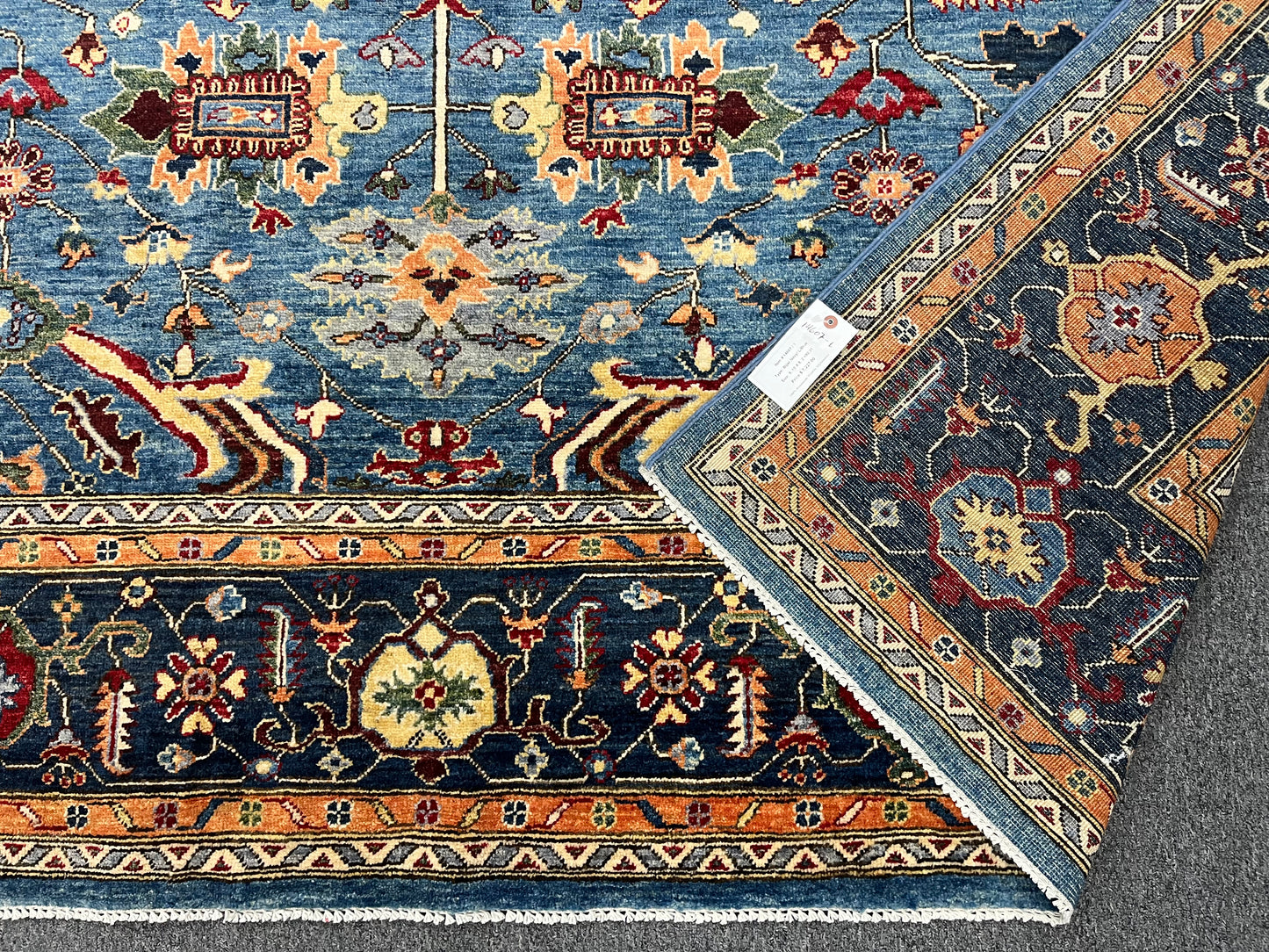 8X10 Afghan Bijer Gray/Light Blue Handmade Wool Rug # 14607