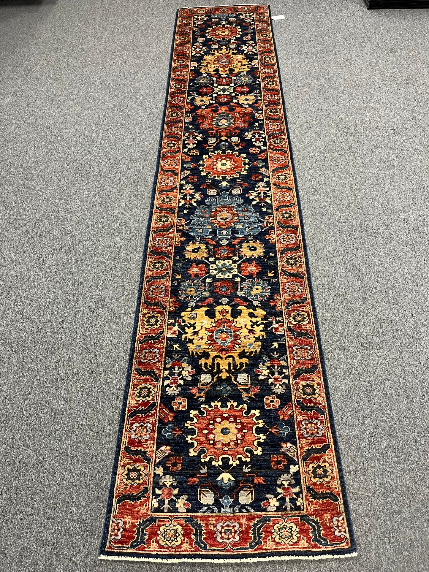 2' 7"X13 Afghan Karaja Handmade Wool Runner Rug # 14651
