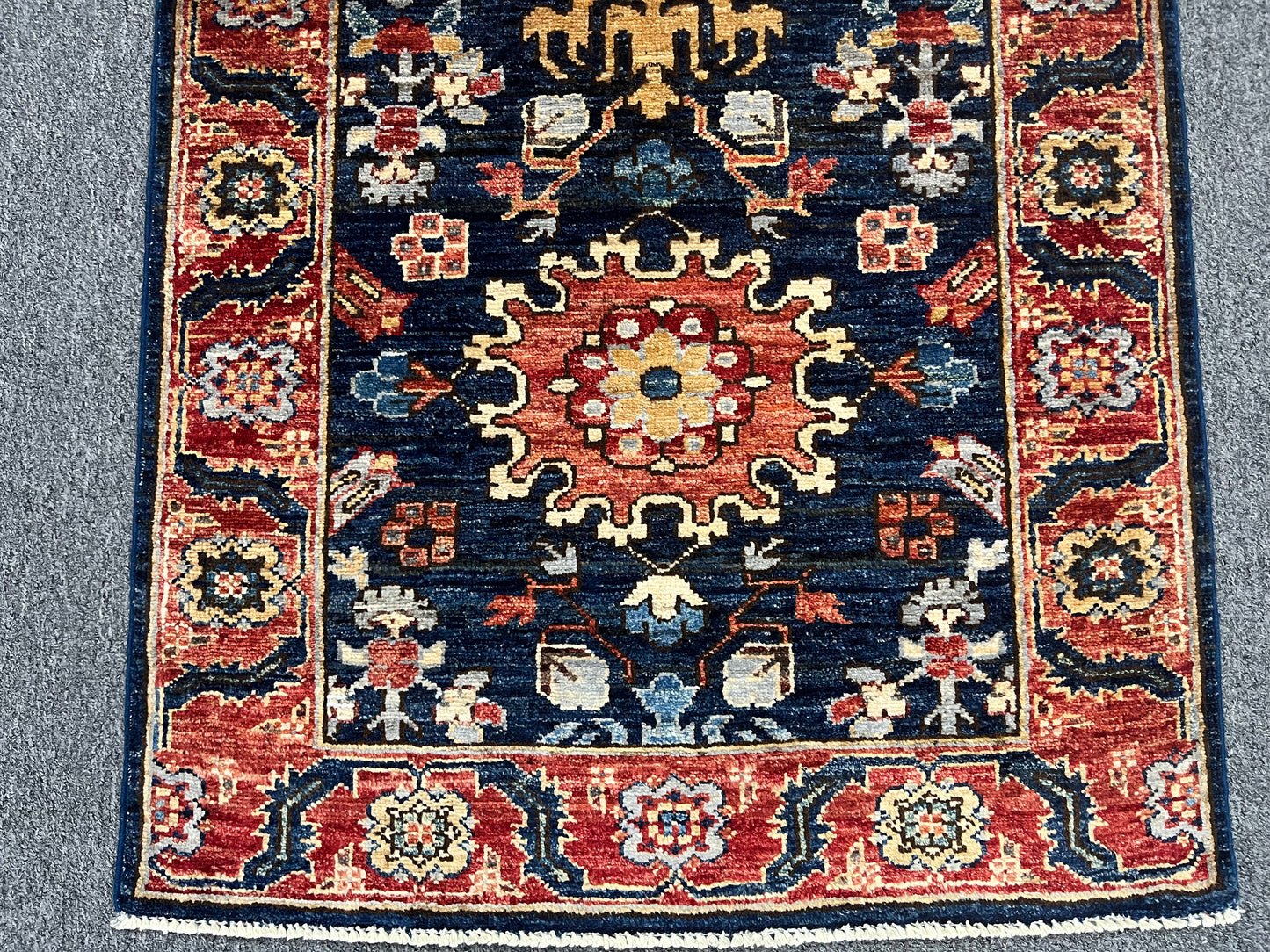 2' 7"X13 Afghan Karaja Handmade Wool Runner Rug # 14651