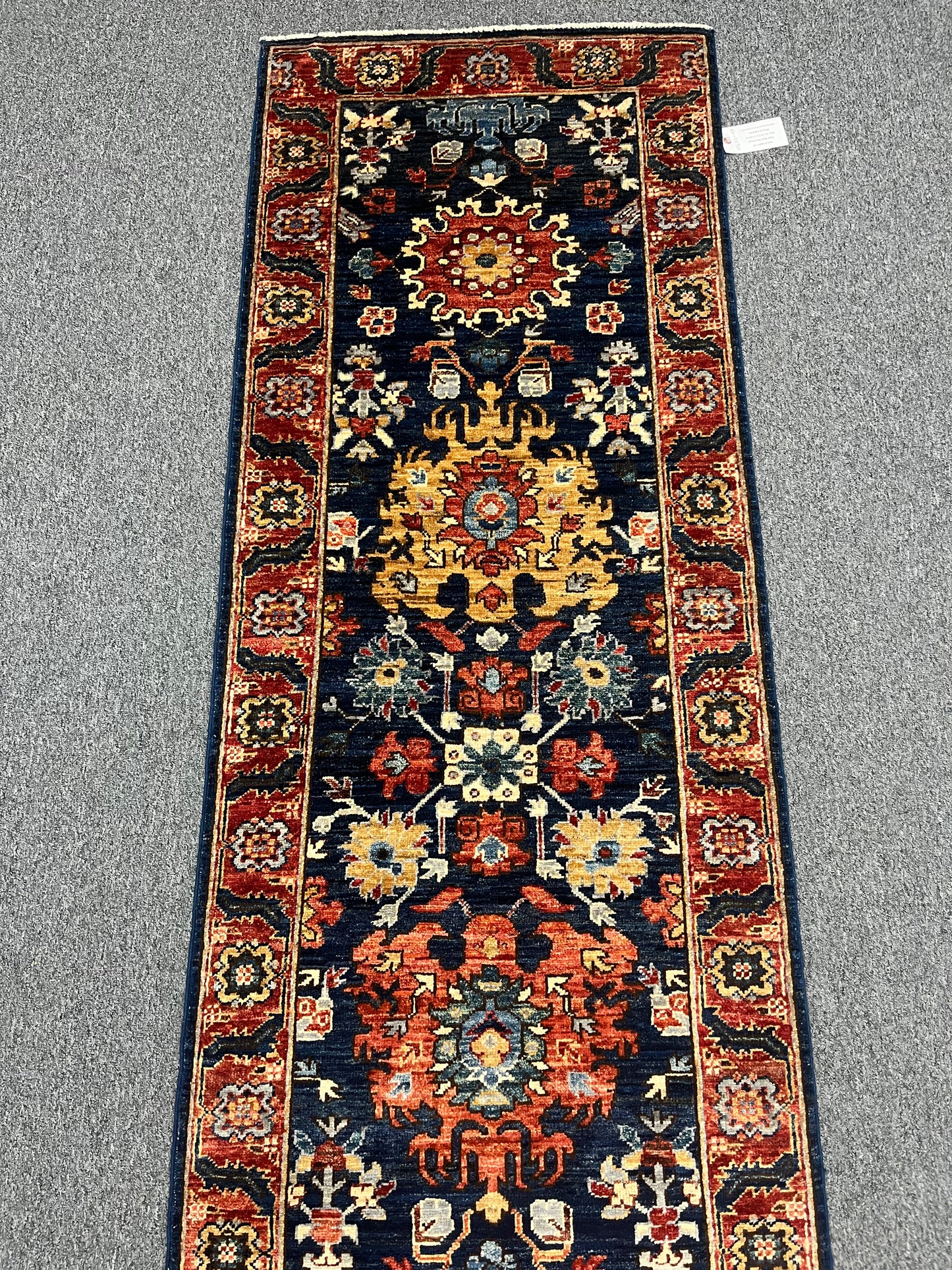 2' 7"X13 Afghan Karaja Handmade Wool Runner Rug # 14651