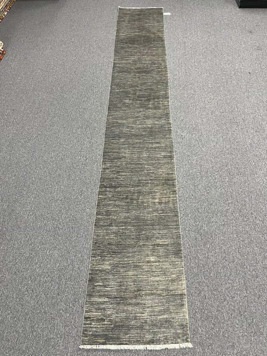 2X14 Silver Gray Runner Gabbeh Handmade Wool Tribal Rug # 14679