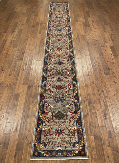 2' 9"X 23' Afghan Bijer Handmade Wool Runner Rug # 14643