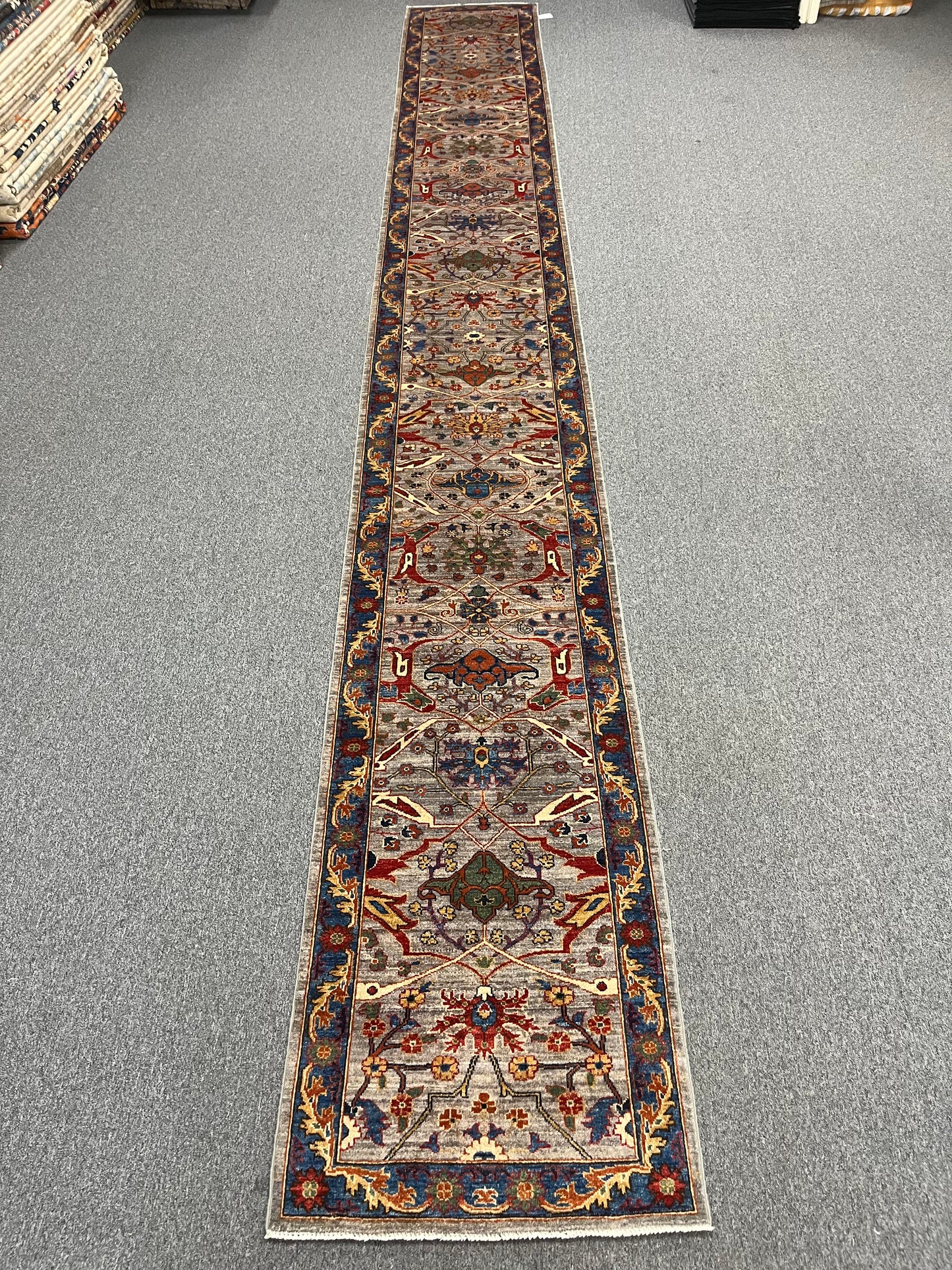 2' 9"X 23' Afghan Bijer Handmade Wool Runner Rug # 14643
