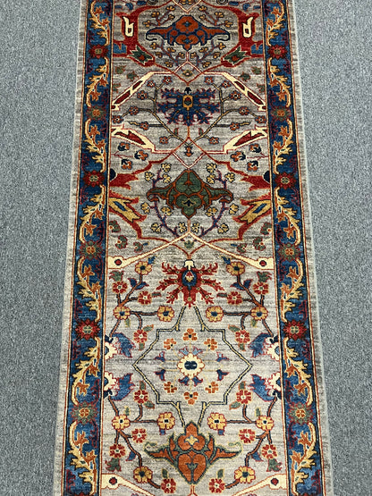 2' 9"X 23' Afghan Bijer Handmade Wool Runner Rug # 14643