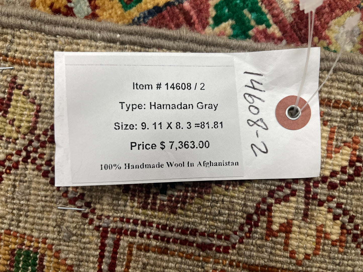 8X10 Afghan Karajah Gray/Blue Handmade Wool Rug # 14608