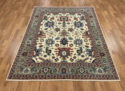 8X10 Afghan Mohal Beige Handmade Wool Rug # 14631