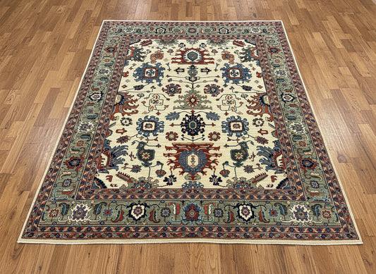 8X10 Afghan Mohal Beige Handmade Wool Rug # 14631