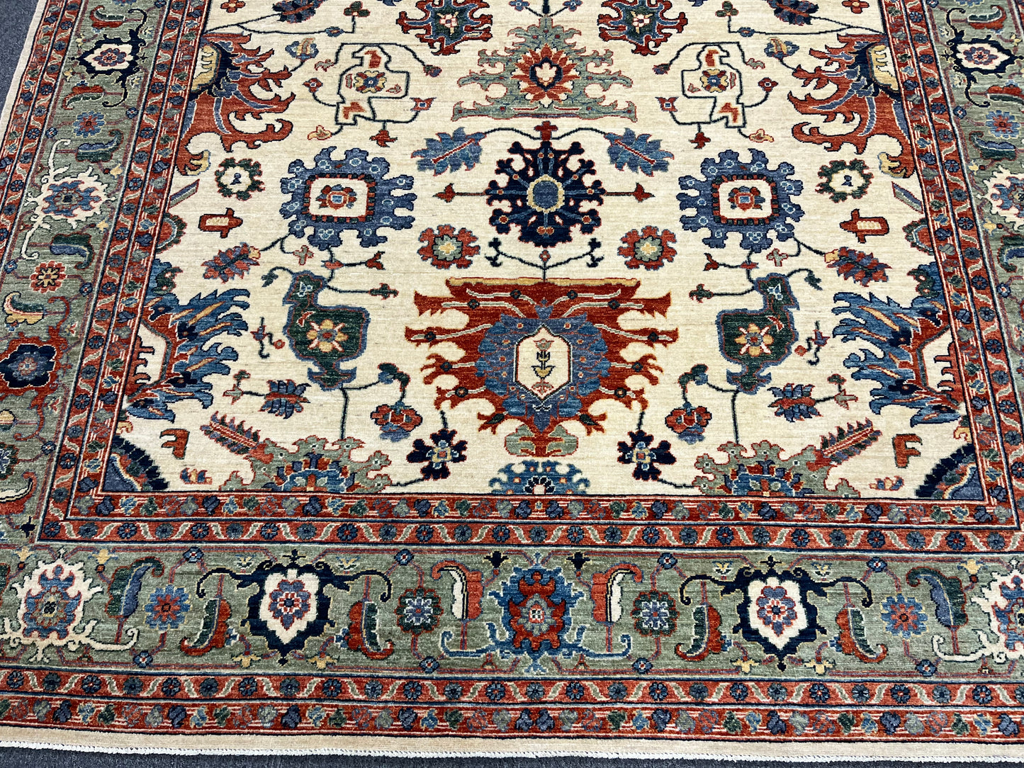 8X10 Afghan Mohal Beige Handmade Wool Rug # 14631