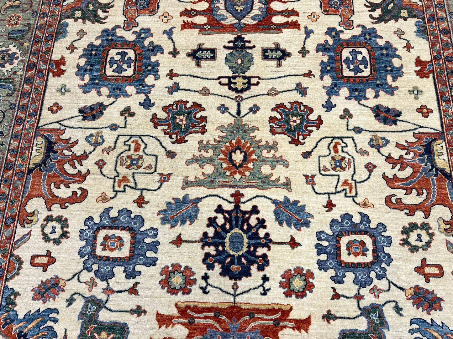 8X10 Afghan Mohal Beige Handmade Wool Rug # 14631