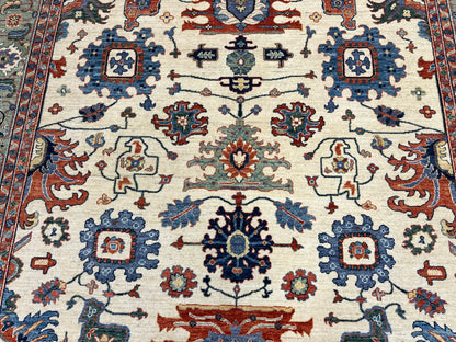 8X10 Afghan Mohal Beige Handmade Wool Rug # 14631