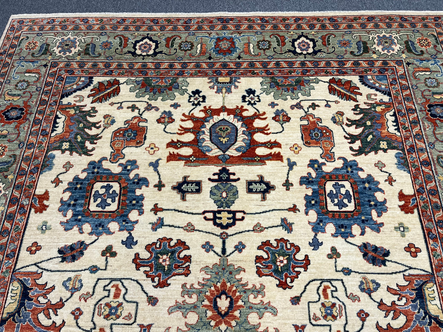 8X10 Afghan Mohal Beige Handmade Wool Rug # 14631