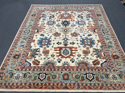 8X10 Afghan Mohal Beige Handmade Wool Rug # 14631