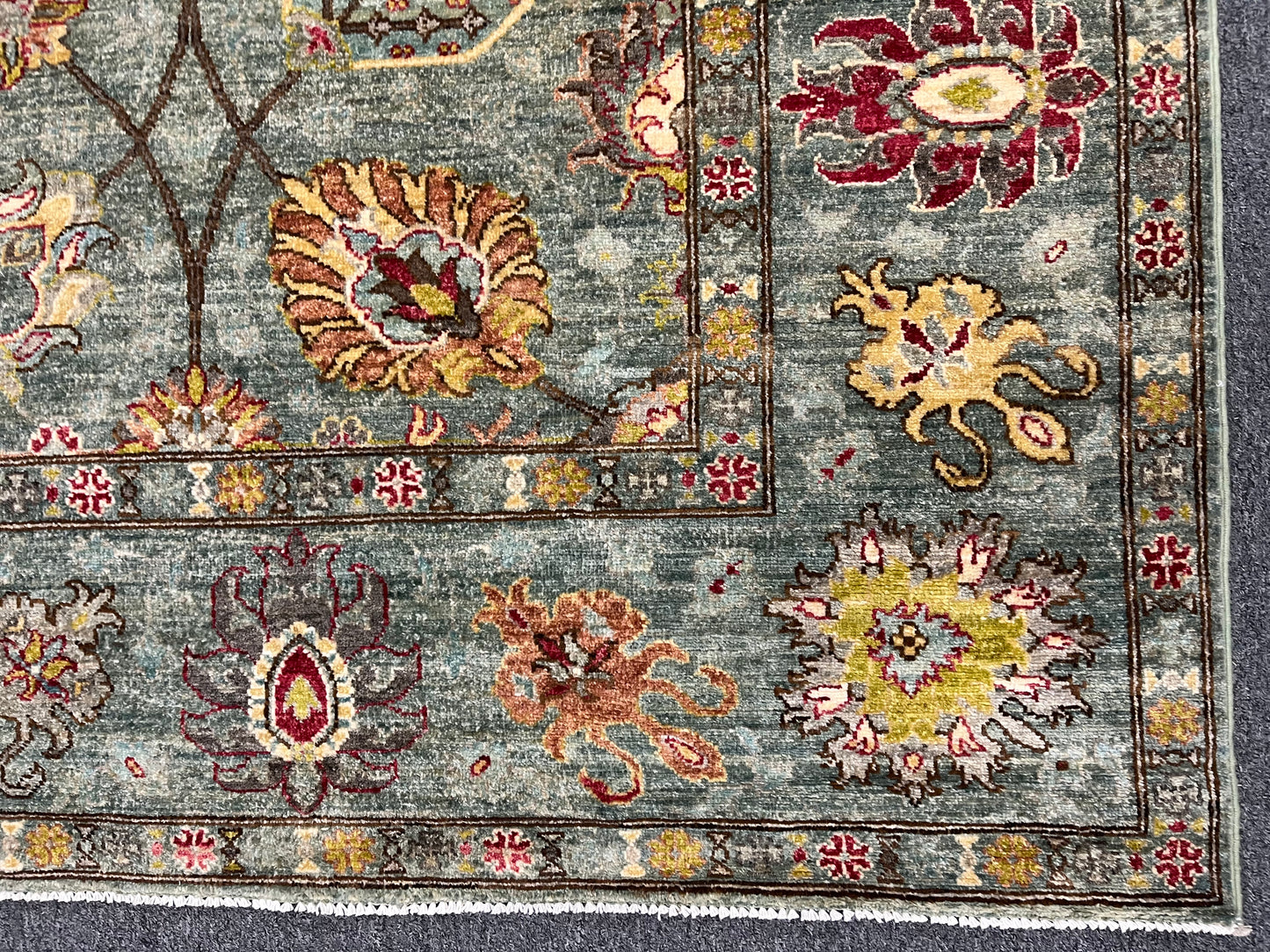 8X10 Afghan Mohal Blue Green Handmade Wool Rug # 14619