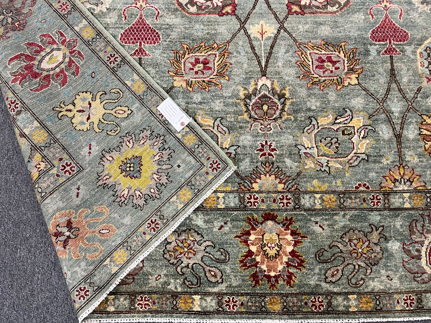 8X10 Afghan Mohal Blue Green Handmade Wool Rug # 14619