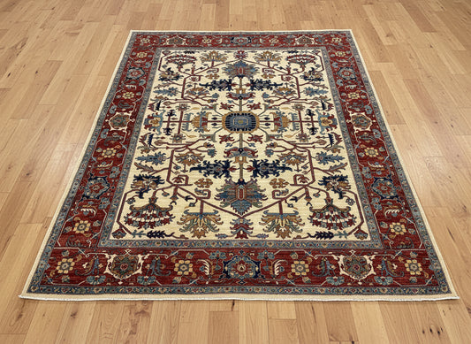 8X10 Afghan Serapi Beige/Rust Handmade Wool Rug # 14621