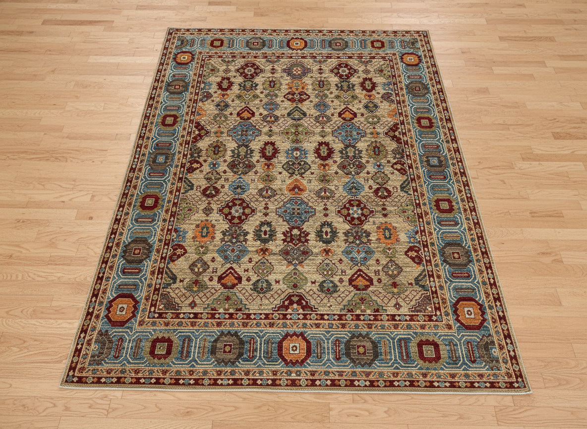 8X10 Mina khani Tribal Light Blue Handmade Wool Rug # 14670