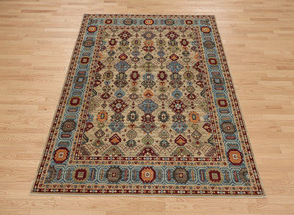 8X10 Mina khani Tribal Light Blue Handmade Wool Rug # 14670
