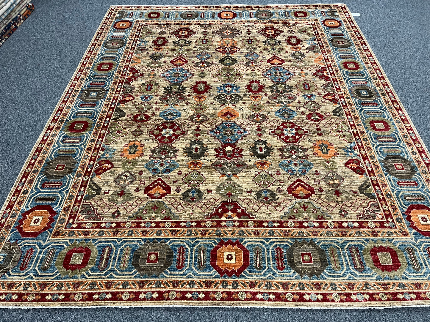 8X10 Mina khani Tribal Light Blue Handmade Wool Rug # 14670