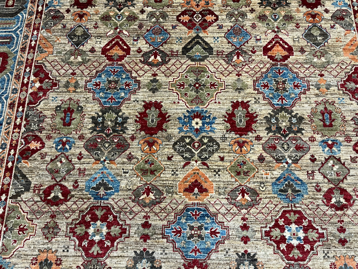 8X10 Mina khani Tribal Light Blue Handmade Wool Rug # 14670