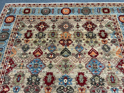 8X10 Mina khani Tribal Light Blue Handmade Wool Rug # 14670