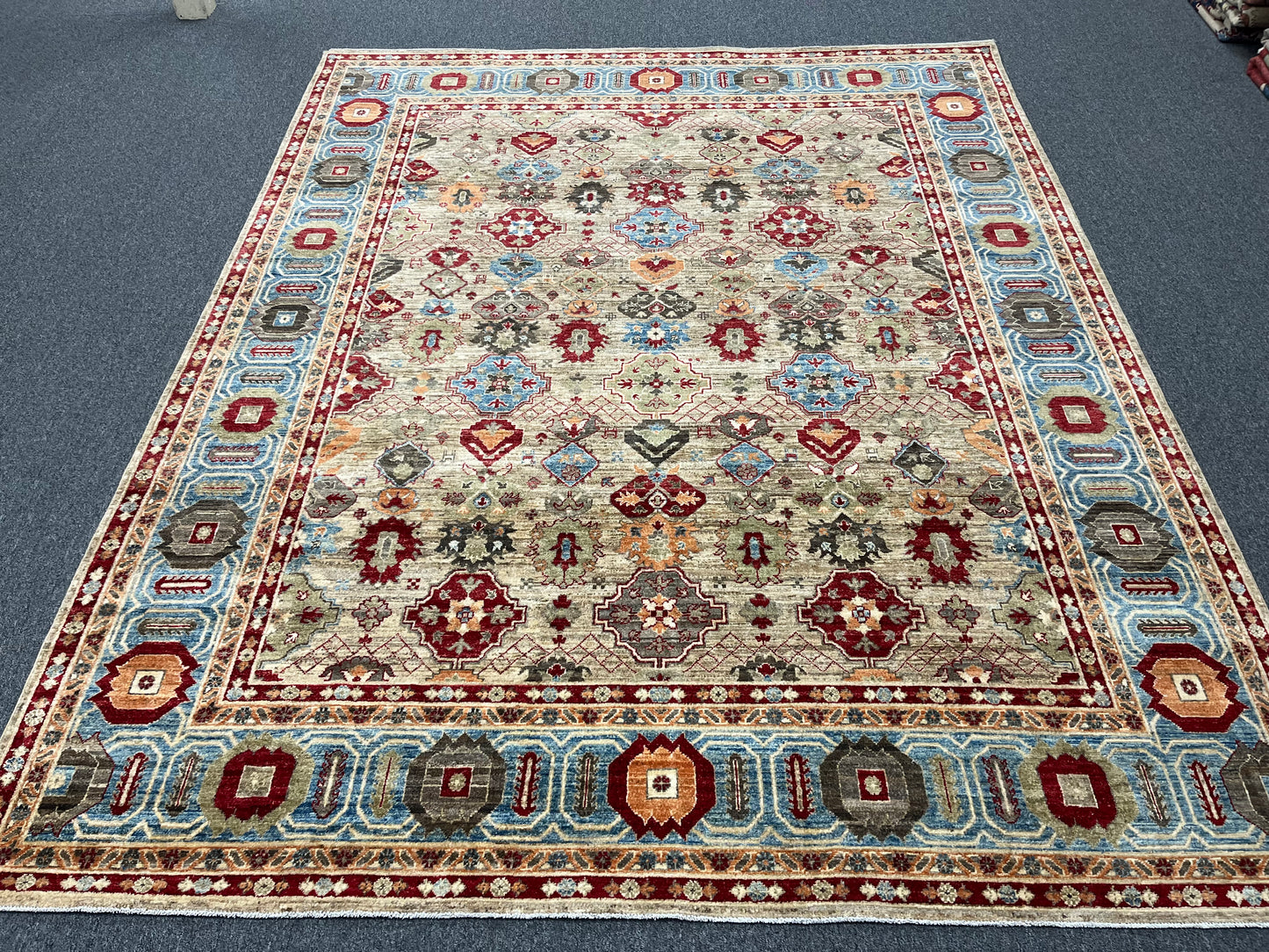 8X10 Mina khani Tribal Light Blue Handmade Wool Rug # 14670