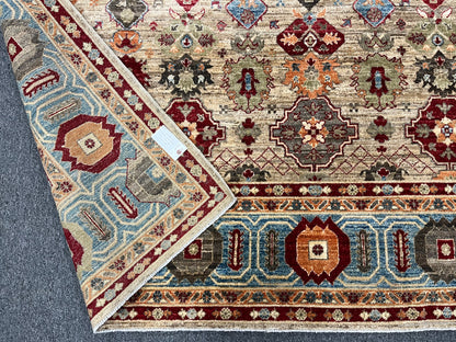 8X10 Mina khani Tribal Light Blue Handmade Wool Rug # 14670