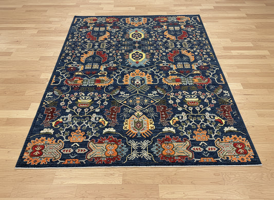 8X10 Afghan Bijer Navy Handmade Wool Rug # 14626