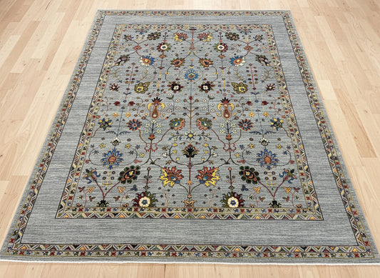 8X10 Afghan Mohal Light Blue Handmade Wool Rug # 14614