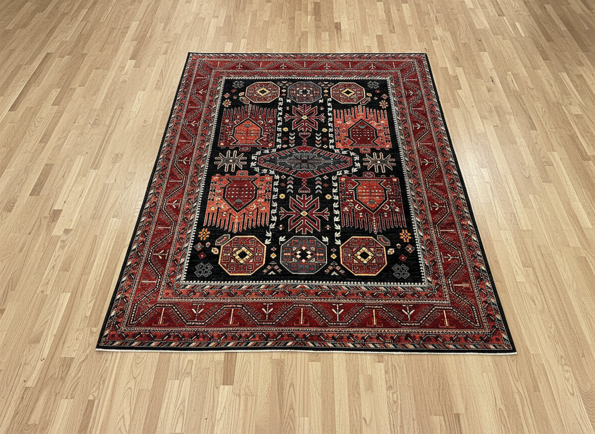 8X10 Afghan Sina Navy Handmade Wool Rug # 14627