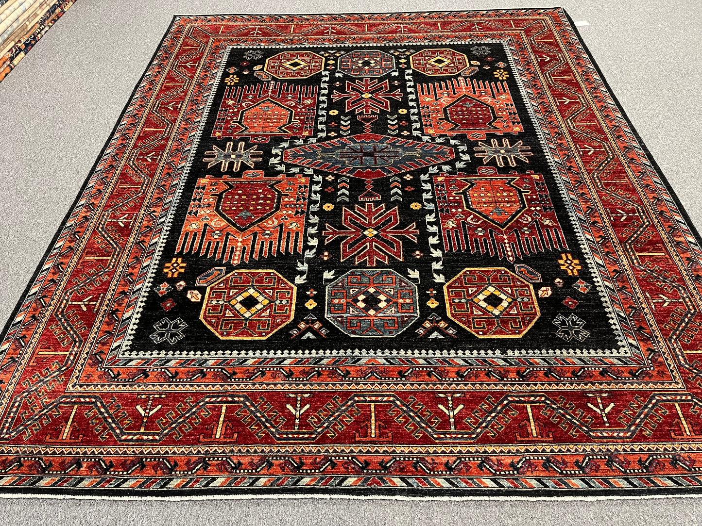8X10 Afghan Sina Navy Handmade Wool Rug # 14627