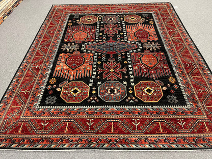 8X10 Afghan Sina Navy Handmade Wool Rug # 14627
