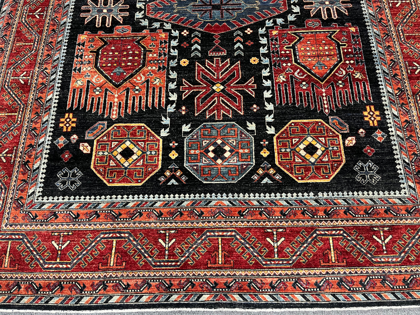 8X10 Afghan Sina Navy Handmade Wool Rug # 14627