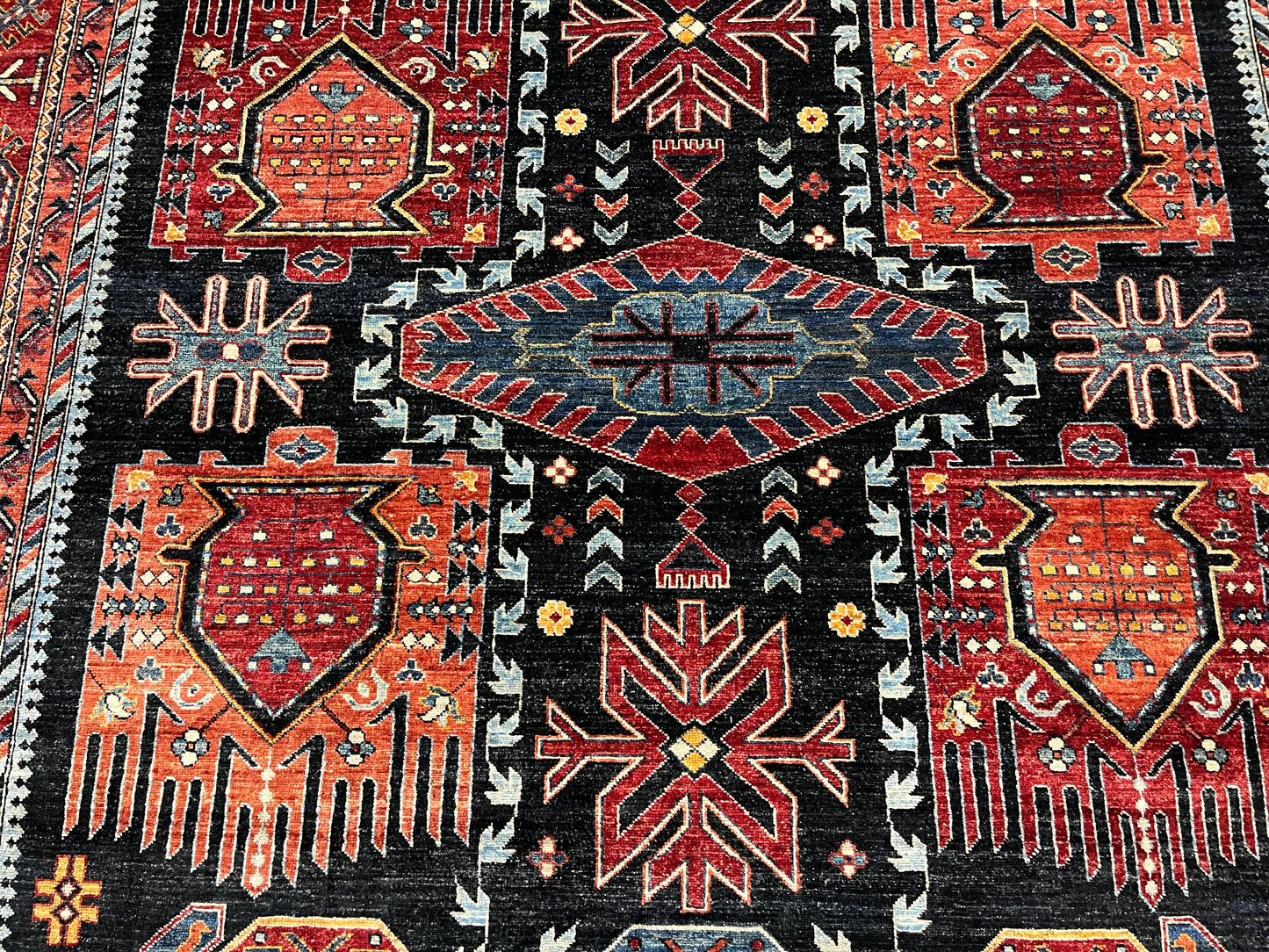 8X10 Afghan Sina Navy Handmade Wool Rug # 14627