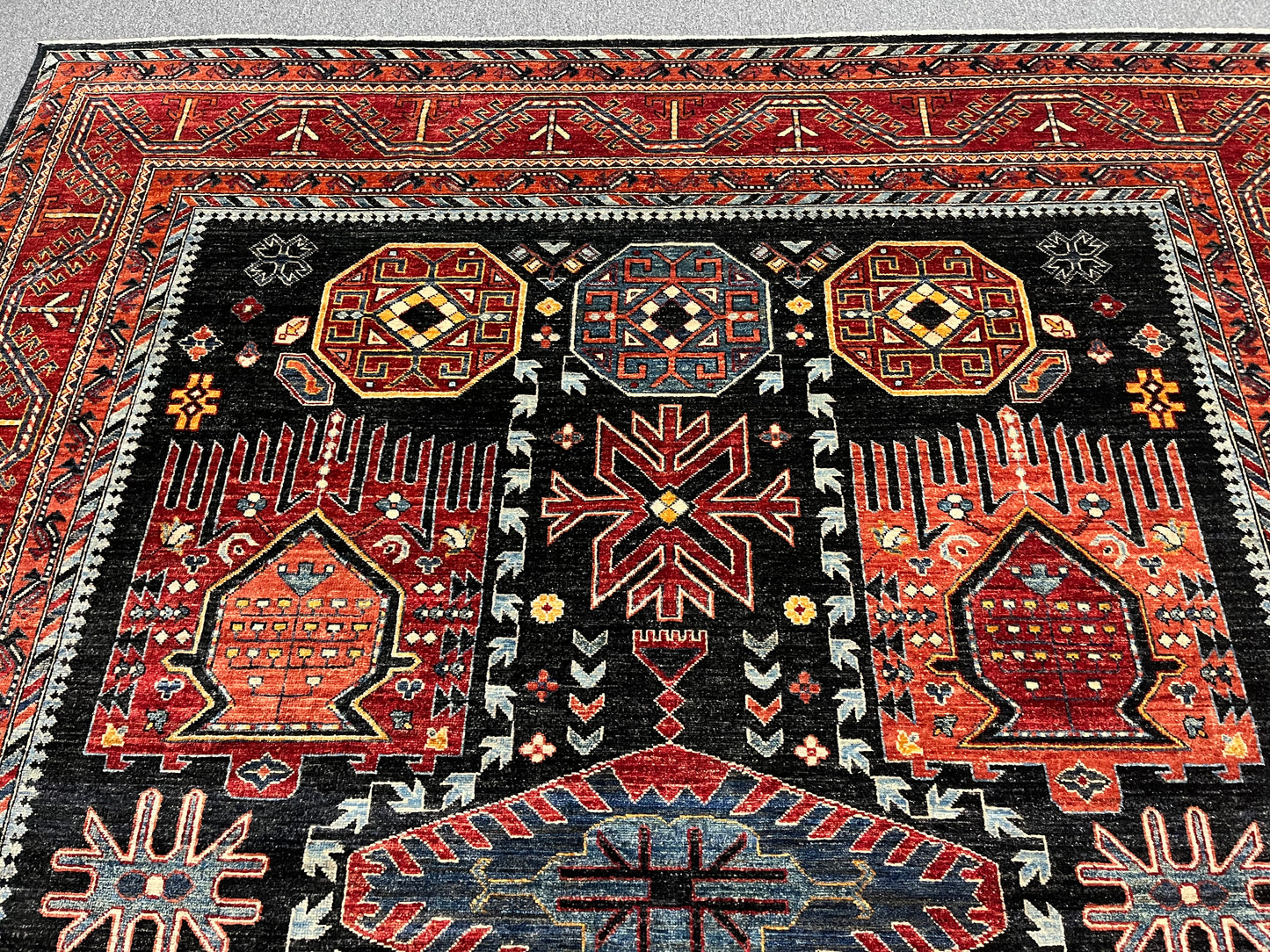 8X10 Afghan Sina Navy Handmade Wool Rug # 14627