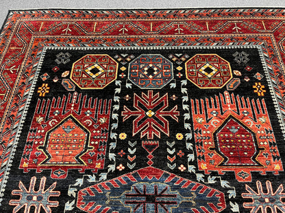 8X10 Afghan Sina Navy Handmade Wool Rug # 14627