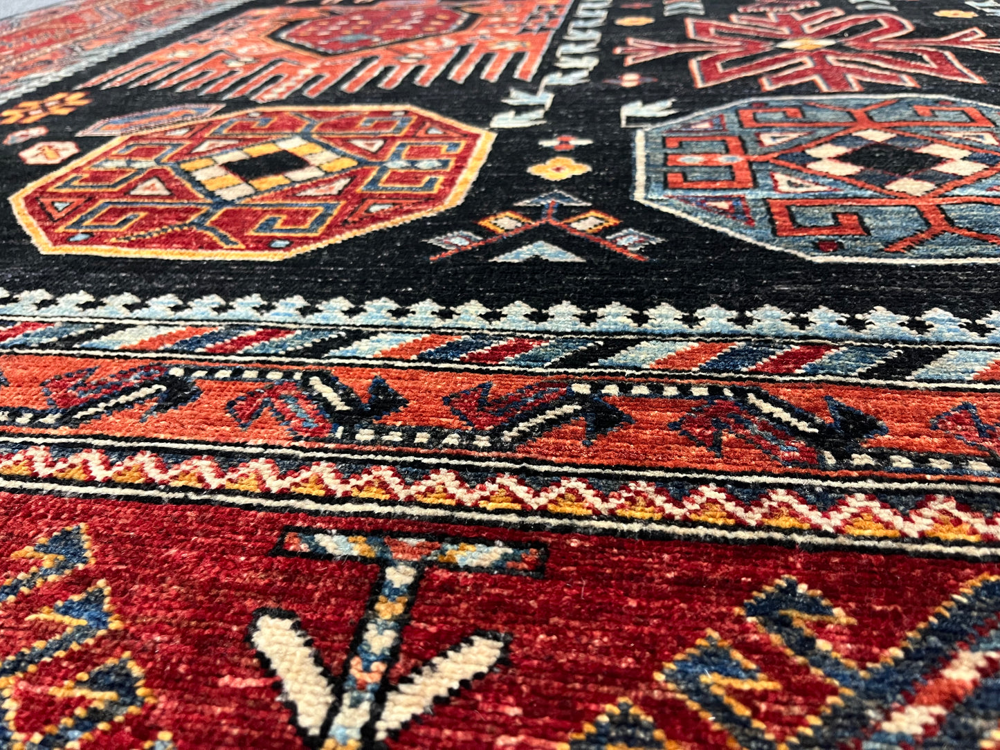 8X10 Afghan Sina Navy Handmade Wool Rug # 14627