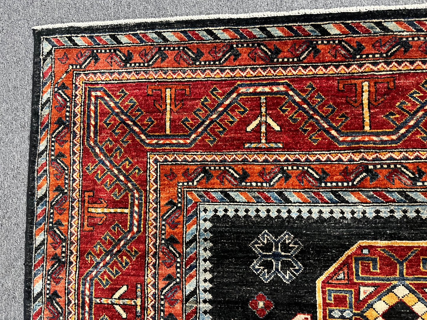 8X10 Afghan Sina Navy Handmade Wool Rug # 14627