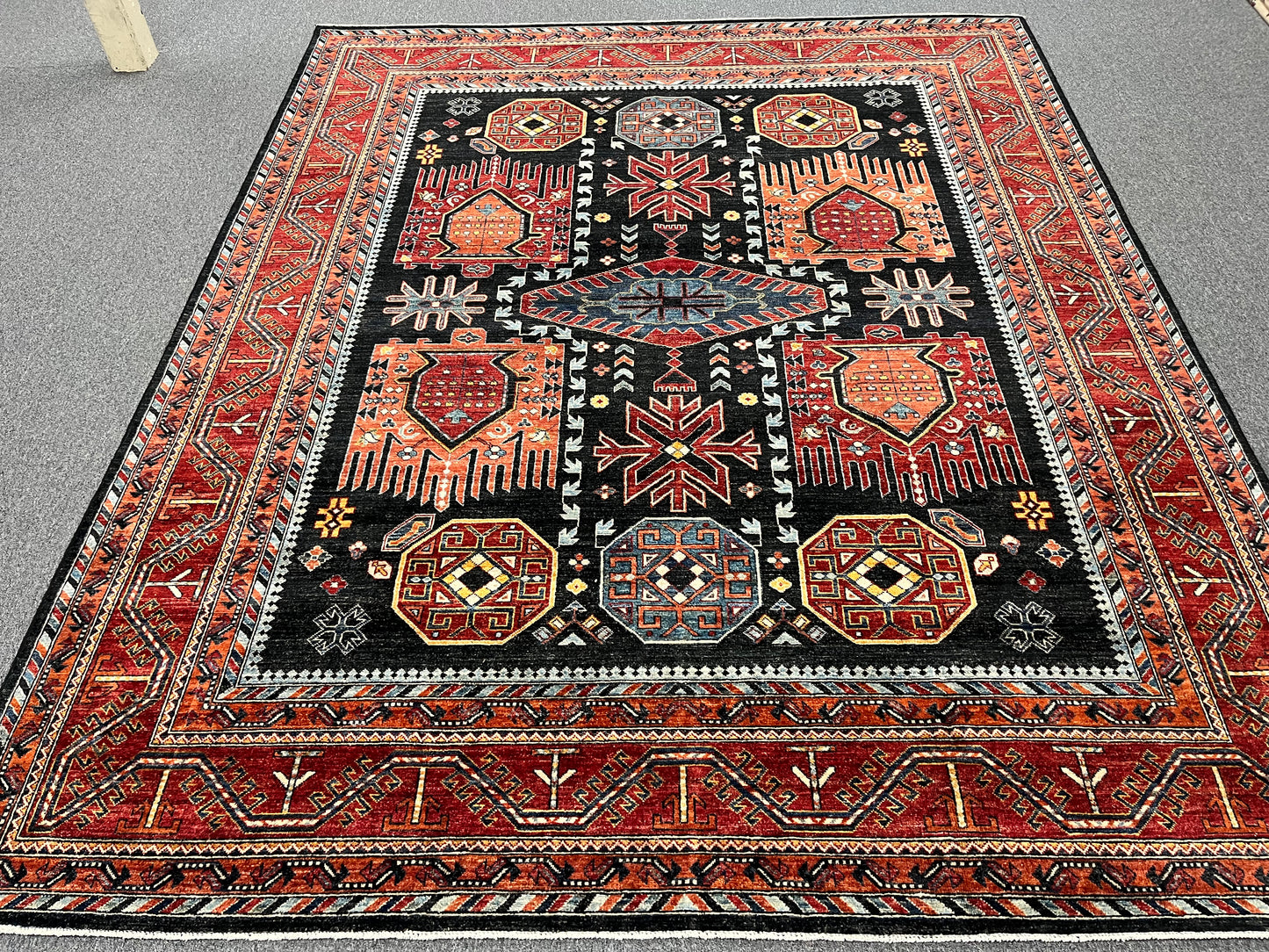 8X10 Afghan Sina Navy Handmade Wool Rug # 14627