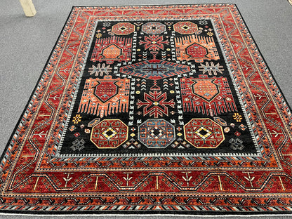 8X10 Afghan Sina Navy Handmade Wool Rug # 14627