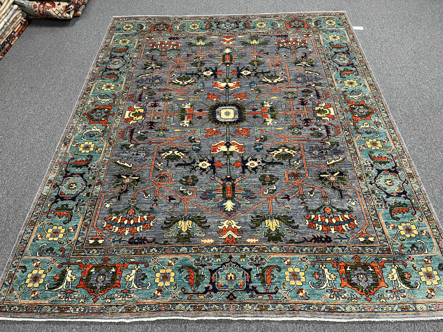 8X10 Afghan Serapi Silver/Gary Handmade Wool Rug # 14635